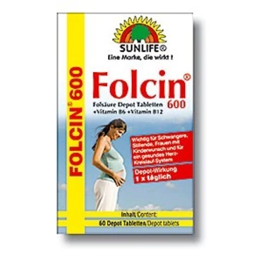 Sunlife Folcin folsav+B6+B12 vitamin 60x