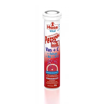 Haas pezsgőtabletta Vas+c+folsav+B6+B12 vérnarancs ízű 20x