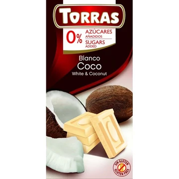 Torras Diabetikus kókuszos fehércsokoládé HCN 75g