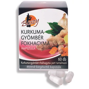 Gyógyfű Kurkuma+Gyömbér+Fokhagyma por kapszula bliszter. 60x