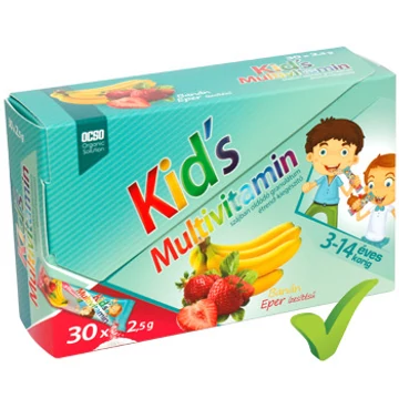Ocso Kids Multivitamin szájban old.granulátum eper,banán 30x