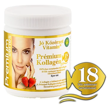 Jó közérzet Prémium Kollagén por eper+ 18 aminosav 176g