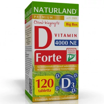 Naturland Prémium D-vitamin Forte 4000NE tabletta 120x