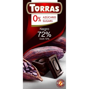 Torras étcsokoládé 72% diabetikus gluténmentes 75g