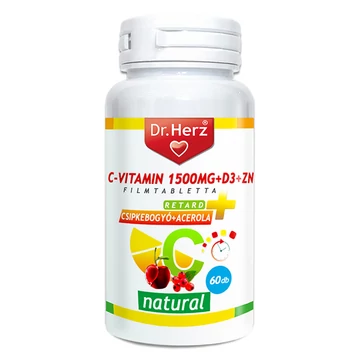 Dr Herz c-vitamin 1500mg+D3+Zn csipkebogyó+acerola 60x