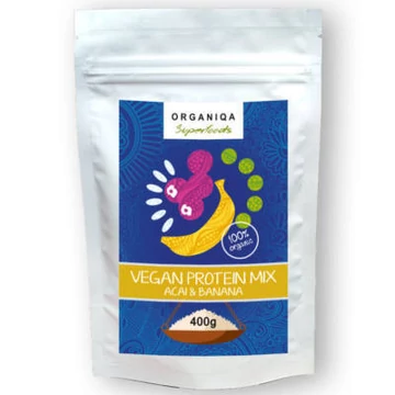 Organiqa bio vegán acai-banán fehérje 400g