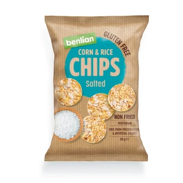 BenlianFood Kukorica-barnarizs chips sózott 50g