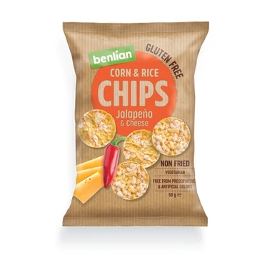 BenlianFood Kukorica-barnarizs chips pizzás 50g