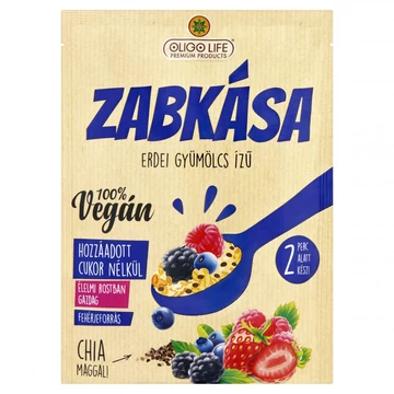 Oligo Life cukormentes vegán zabkása erdei gyümölcsös Rostban és fehérjében gazdag 65g