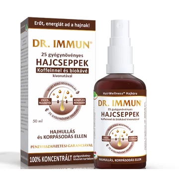 Dr Immun 25 gyógynövényes Hajcseppek Koffeinnel biokávé  kivonatával 40ml