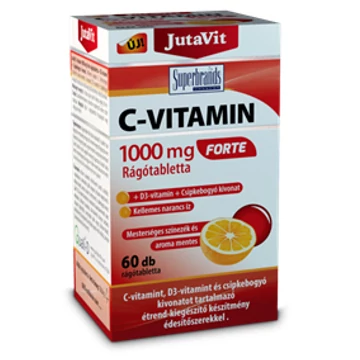 JutaVit C-vitamin Forte 1000mg+D3+csipkebogyó rágótablet 60x