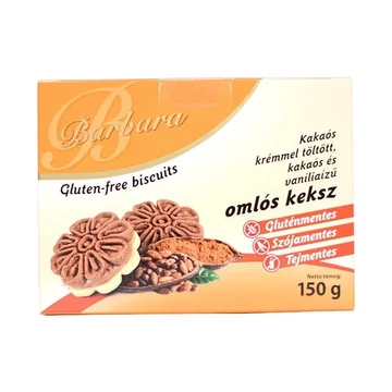 Barbara gluténmentes teasütemény kakaós töltött keksz 150g