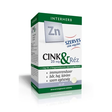 Interherb szerves cink 25mg és réz tabletta 60x