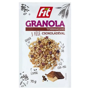 Fit Reggeli Granola többmagvas 3 féle csokoládéval 70g