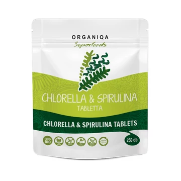 Organiqa bio chlorella&amp;spirulina tabletta 250x