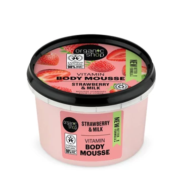 Organic Shop testápoló vitaminos mousse eper+tej 250ml