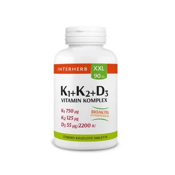 Interherb XXL K1+K2+D3 Vitamin komplex tabletta 90x