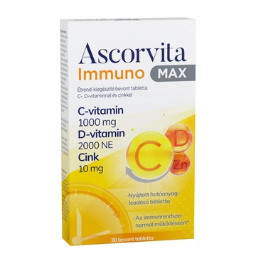 Ascorvita Immuno Max C-vitaminnal és cinkkel 30x