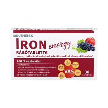 Dr Theiss IRON energy rágótabletta alma-szőlő ízű 30x