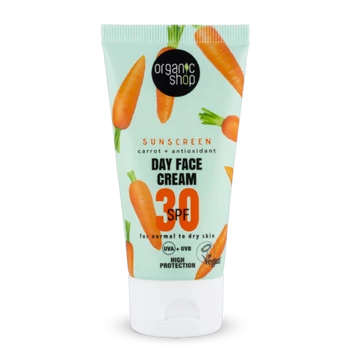 Organic Shop SPF30 fényvédő arckrém sárgarépával 50ml