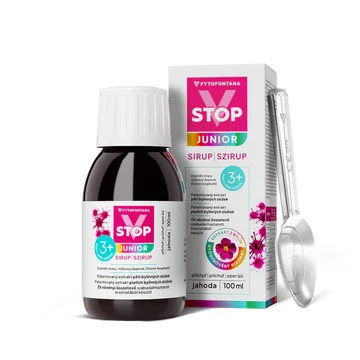 Virostop Junior szirup 3+éves kortól eper ízű 100ml