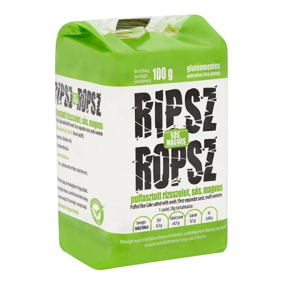 Ripsz Ropsz puffasztott rizsszelet sós magvas 100g