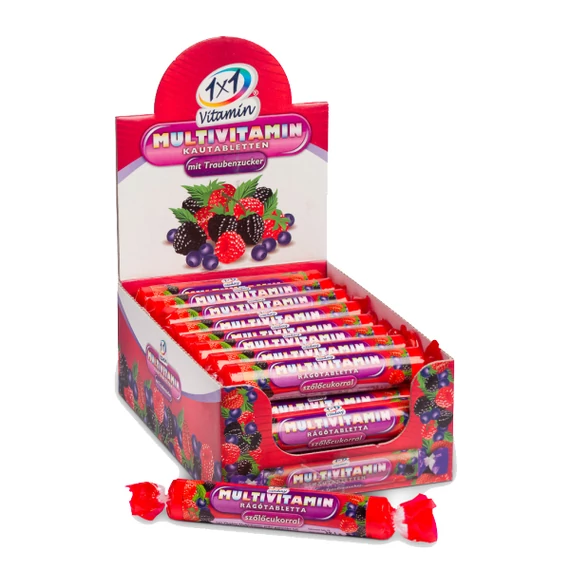 1x1 Vitaday multivit.rágótabletta szőlőcukorral erdeigy. 17x