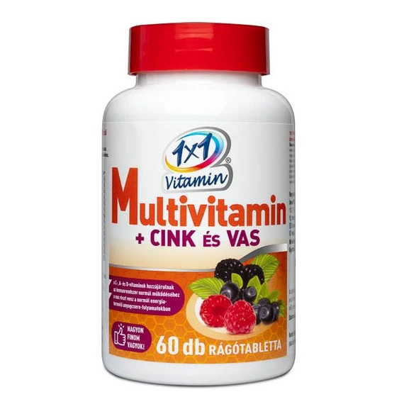 1x1 Vitaday Multivitamin +Cink és Vas ragótabl. erdeigy. 60x
