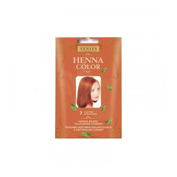 Henna Color hajsz.Hennapor NR7 rézvörös+1pár kesztyű 25g