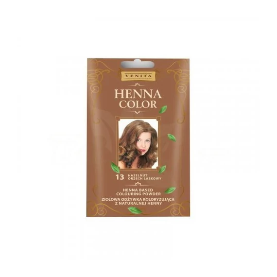 Henna Color hajsz.Hennapor NR13 mogyoróbarna+1 kesztyű 25g