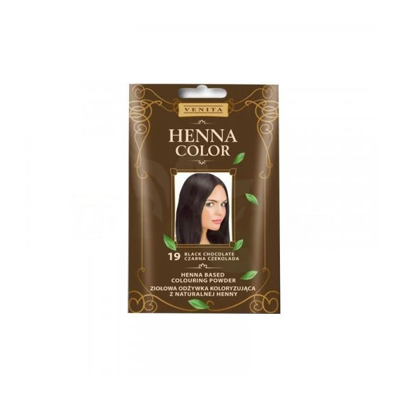 Henna Color hajsz.Hennapor NR19 feketecsokoládé+1kesztyű 25g