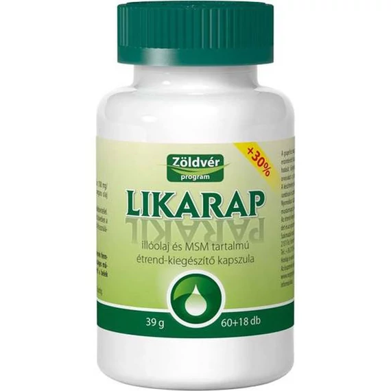 Likarap illóolaj és MSM tartalmú kapszula 60+18 Zöldvér 78x