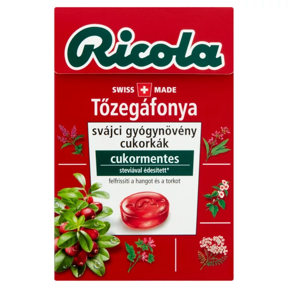 Ricola Tőzegáfonya gyógynövényes cukorka 40g