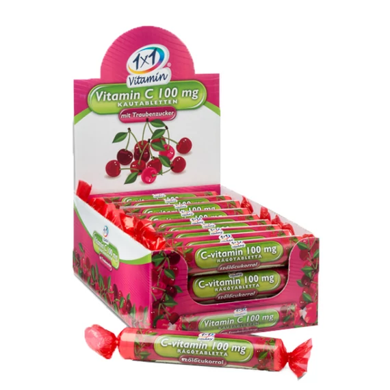 1x1 Vitaday C-vitamin 100mg rágótabletta cseresznyés 17x