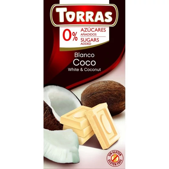 Torras Diabetikus kókuszos fehércsokoládé HCN 75g