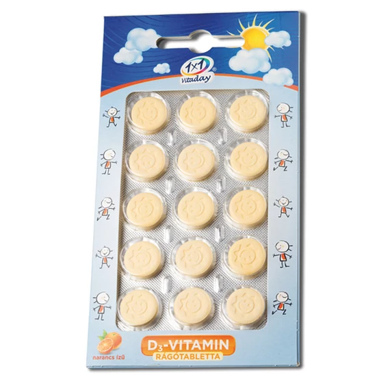 1x1 Vitaday D3 vitamin 400NE rágótbl.narancs napocska 15x