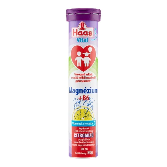 Haas pezsgőtabletta magnézium+B6 steviával citrusízű 20x