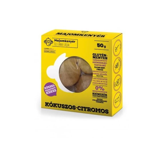 Majomkenyér Kókuszos-citrusos paleokeksz,glutén-tejment. 50g