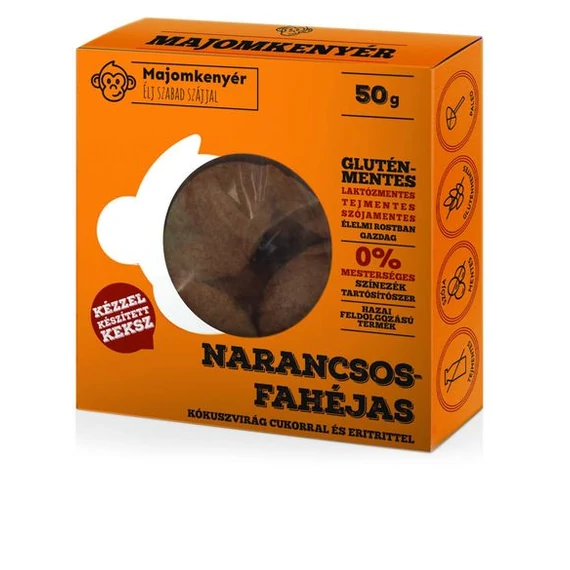 Majomkenyér Narancsos-fahéjas paleokeksz,glutén-tejment. 50g