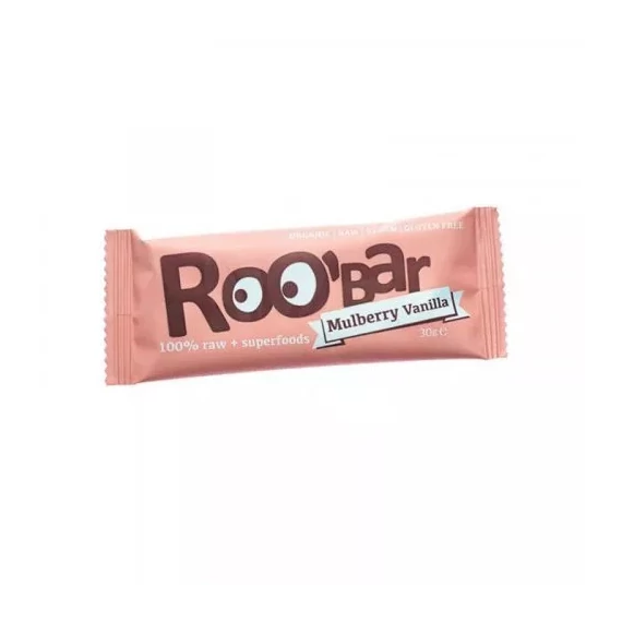 ROO'bar 100% Raw bio fehér eper-vanília gyümölcsszelet 30g