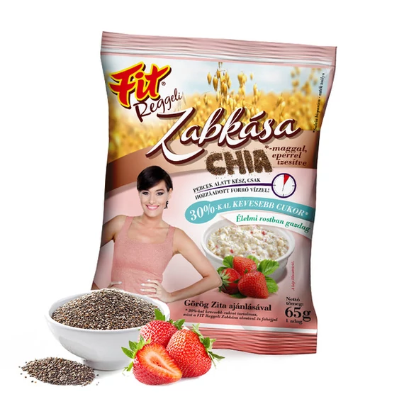 Fit reggeli zabkása chia-maggal,eperrel ízesítve 65g