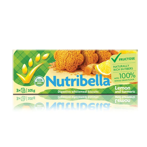 Nutribella citrom-kurkuma,teljes kiőrlésű vegán keksz 105g