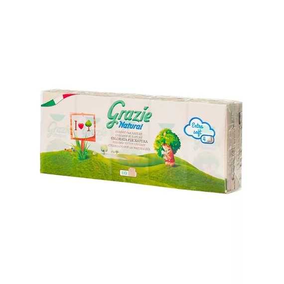 Grazie Natural papírzsebkendő 4rétegű 10x09 100db