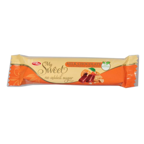 Mysweet tejcsokoládé szelet sárgabarack és keksz Darabos 26g 26g