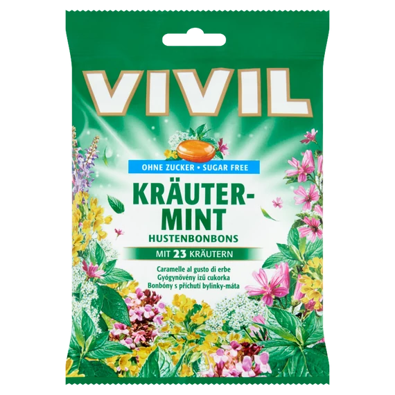 Vivil cukormentes mentás gyógynövényes torokcukorka 60g