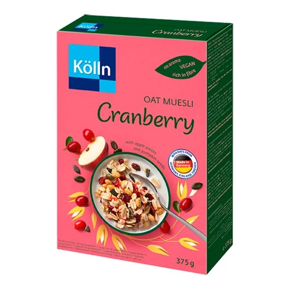 Kölln teljes kiőrlésű zab müzli vörös áfonyás 375g