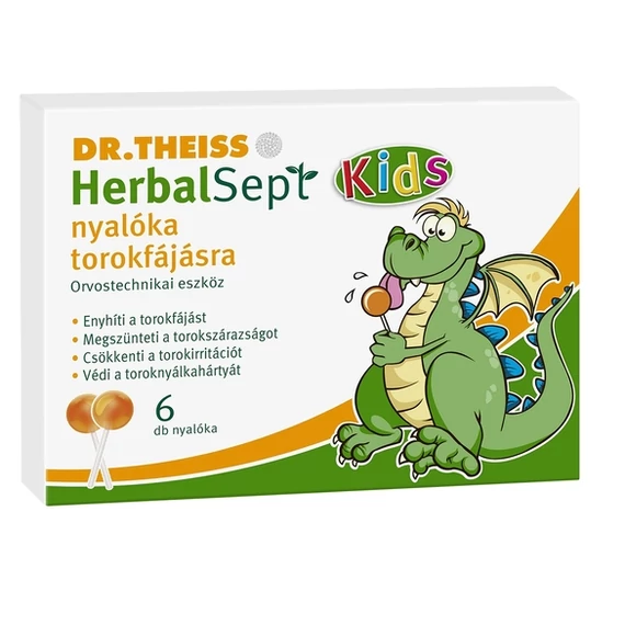 Dr Theiss Herbalsept nyalóka torokfájásra narancs ízű 6db