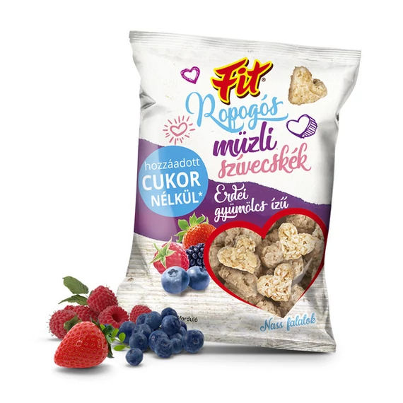 Fit ropogós müzli szívecskék erdei gyümölcs ízű 50g