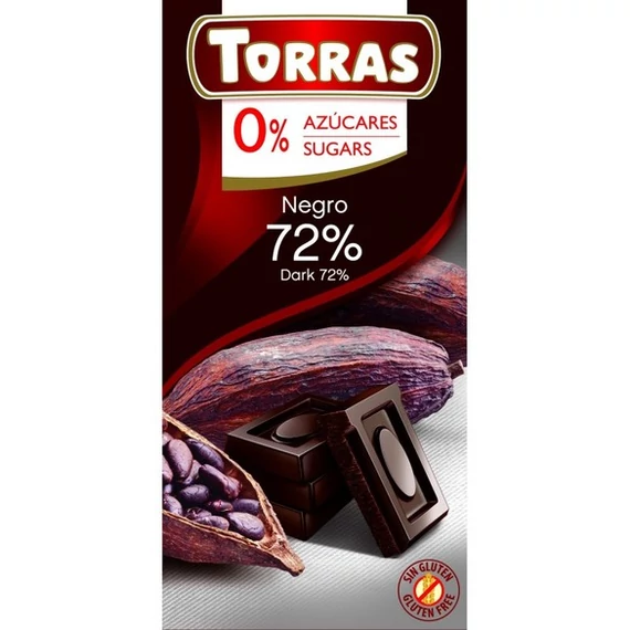 Torras étcsokoládé 72% diabetikus gluténmentes 75g