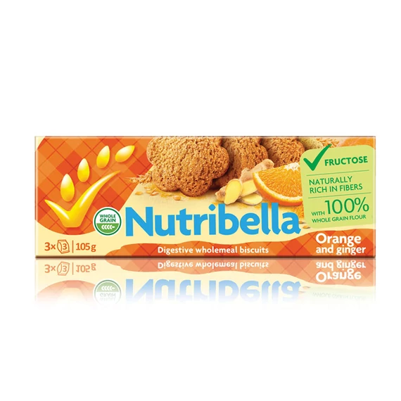 Nutribella narancs-gyömbér,teljes kíőrlésű vegán keksz 105g